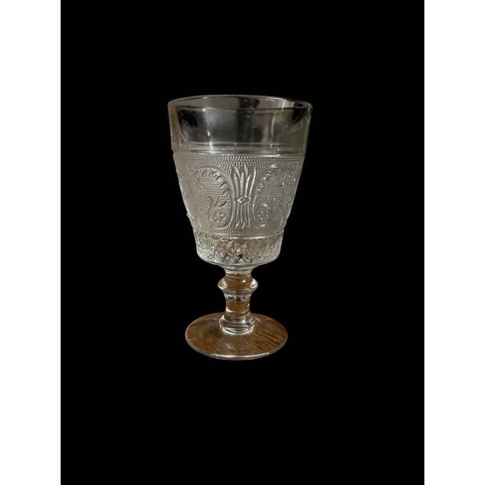 Duncan & Miller Sandwich Glass Stemmed Water Goblet Vintage Collectible
